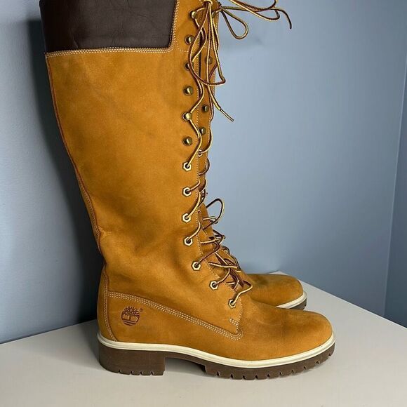 Timberland 14” Premium Nubuck Leather Boots Combat Style 8.5 Woman’s - Picture 2 of 9